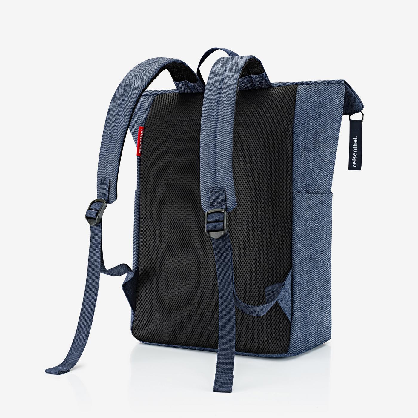 rolltop backpack herringbone dark blue - Image 6