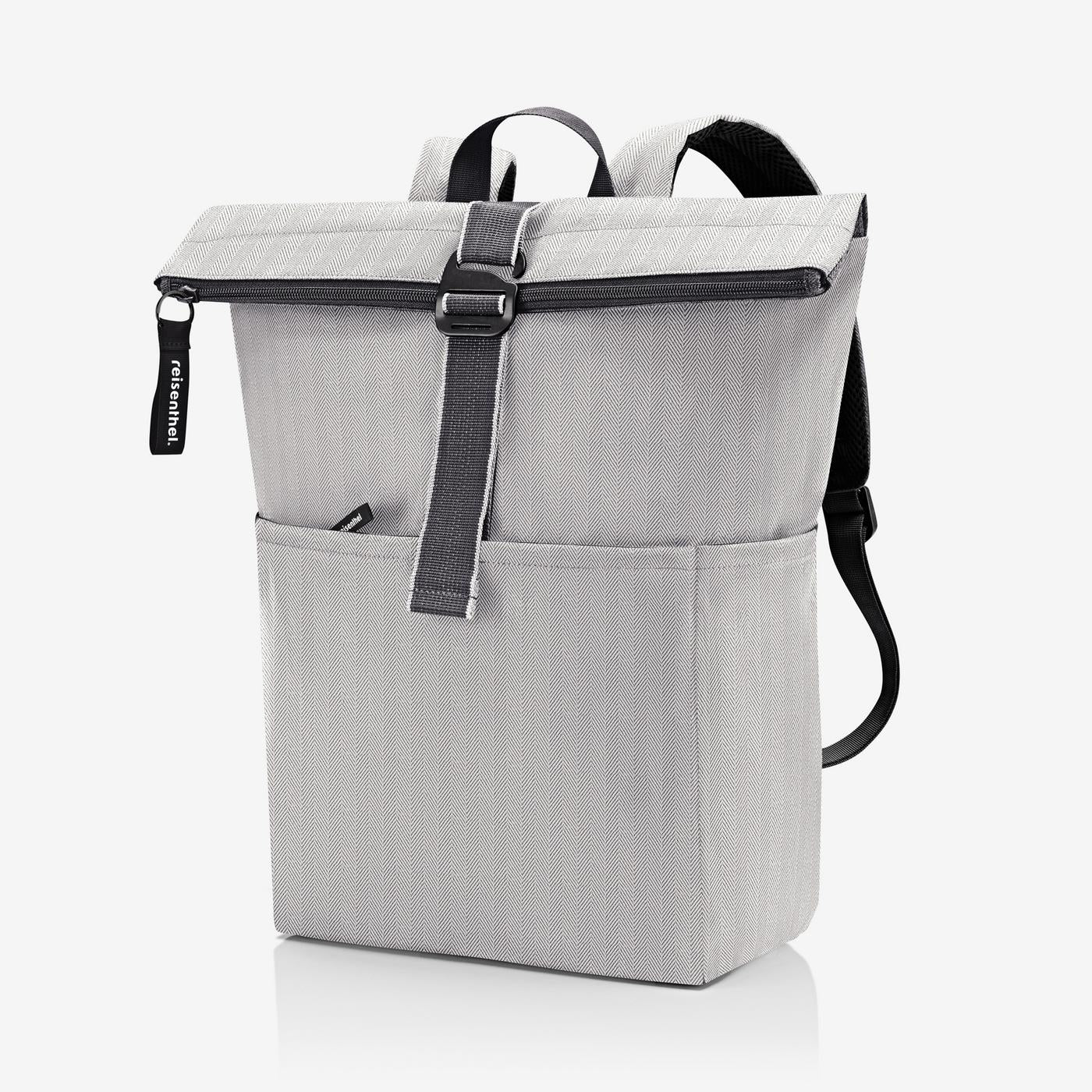 rolltop backpack herringbone grey - Image 2