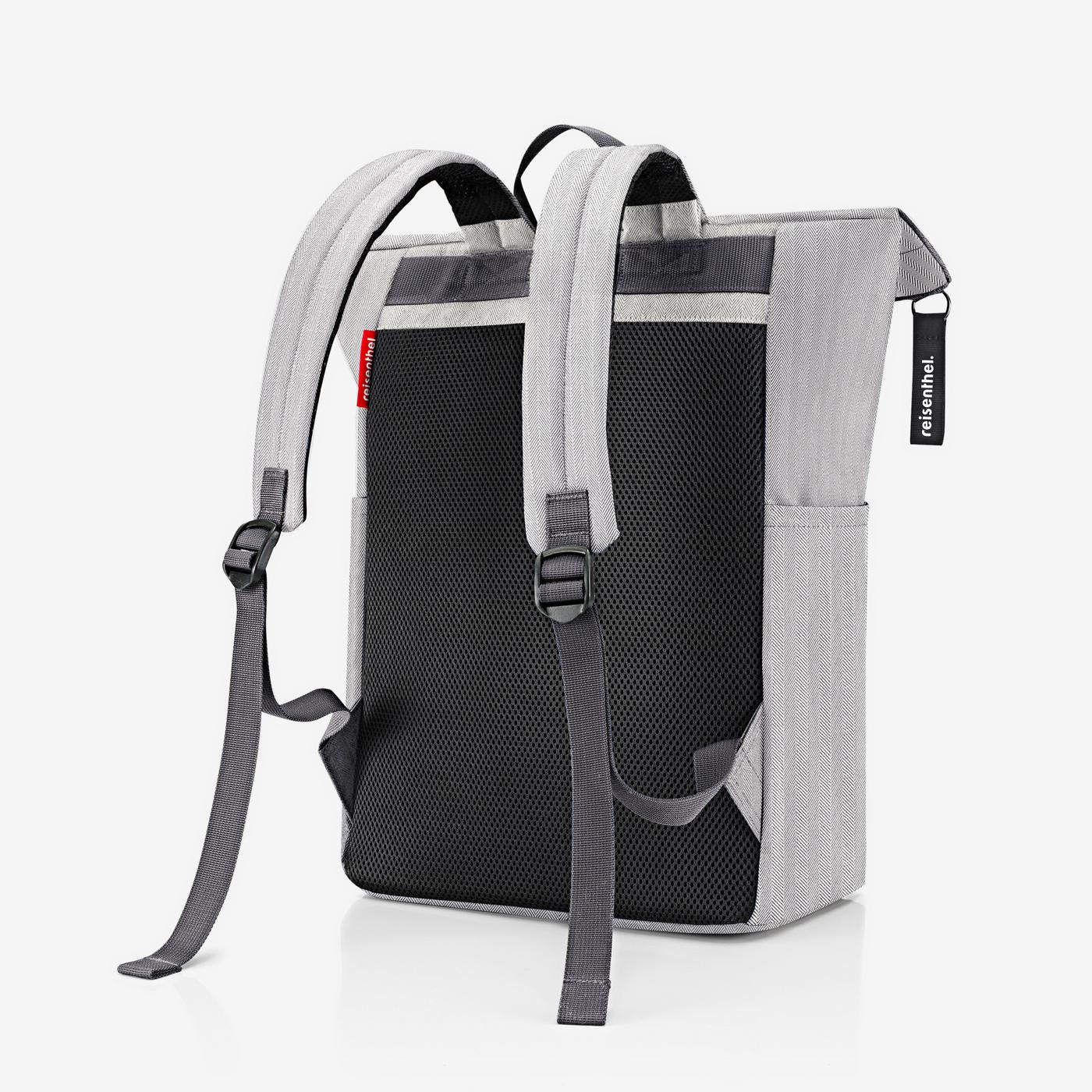 rolltop backpack herringbone grey - Image 4